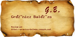 Gránicz Balázs névjegykártya